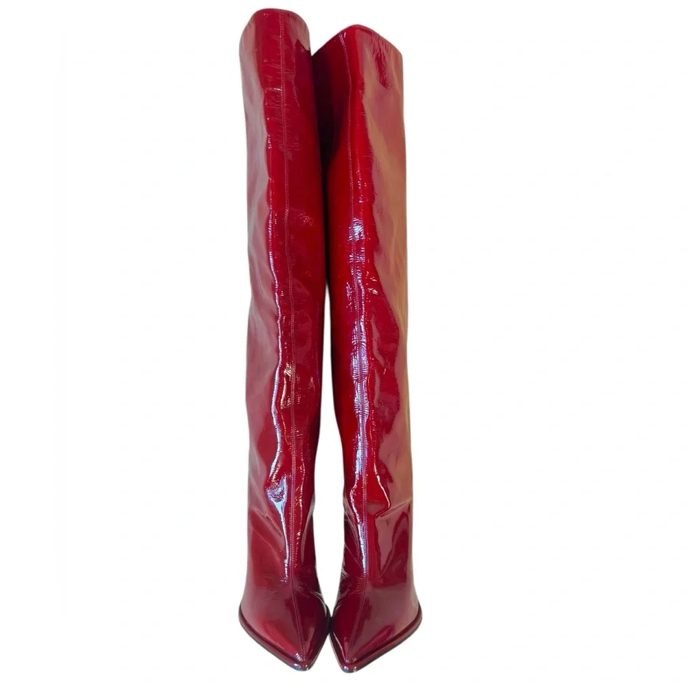 Tamara Mellon Trinity Patent Red Knee High Boots